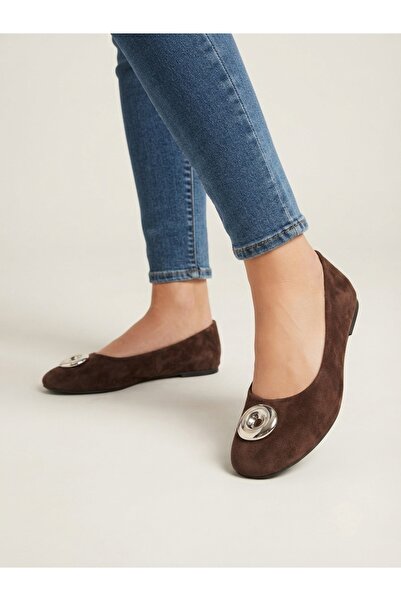 Rüya Shoes حذاء باليه من الجلد الطبيعي ذو نعل طبي من جلد الغزال مع مشبك
