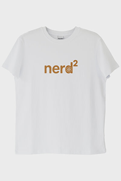lofux تي شيرت أبيض مطبوع عليه رمز Nerd² Atom