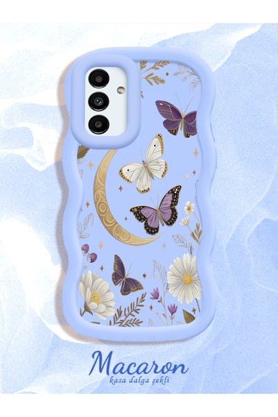 CHICASELUX Samsung Galaxy A04S Compatible Wavy Frame Moon Butterfly and Flowe...