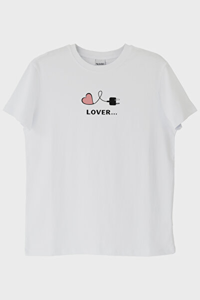 lofux Lover Themed White T-Shirt