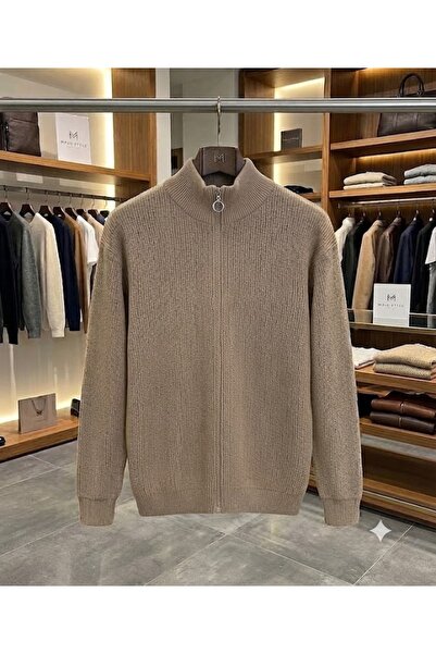 zs zaos fashion Men's Full Zipper Stand Collar Cardigan Sweater Thick Winter ...