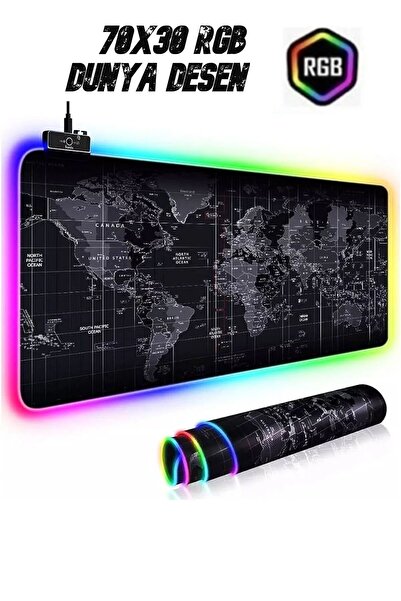 DarkRage Rgb Dünya Desenli Led Işıklı Speed Yüzey Gamepad Dünya Desen Gaming Mousepad