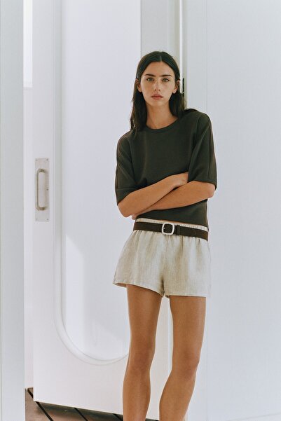 Pull & Bear %100 Keten Şort