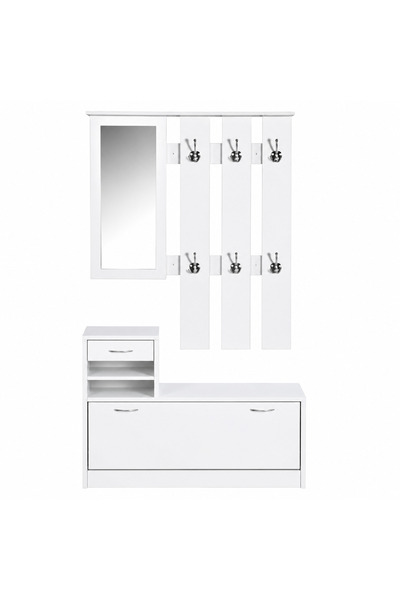 Rovitech Cuier, dulap pantofi, set oglindă, 3 în 1, cu multiple sertare, 15 c...