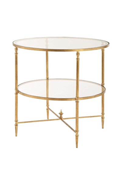 UTTERMOST Henzler 68 W x 66 H x 68 D Gold Round End Table with Glass Top