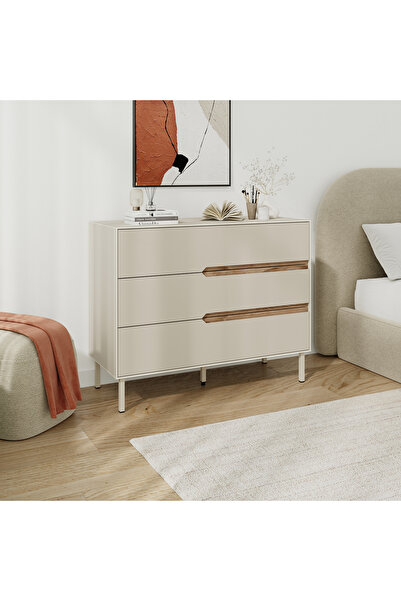 Mourah Home Modern Arch Dressing Table - 98 x 40 x 78.5 CM- Beige/ Brown Oud - M.T.29757.2-1