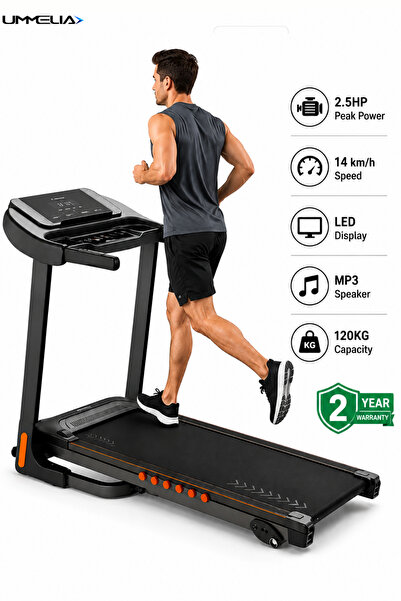 Ummelia Electric Treadmill 2.5HP Peak Power| 14 km/h Speed| 4-Level Manual In...