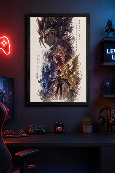 Charmbi Pictură murală modernă cu tematică Yugioh, înrămată în negru, poster ...