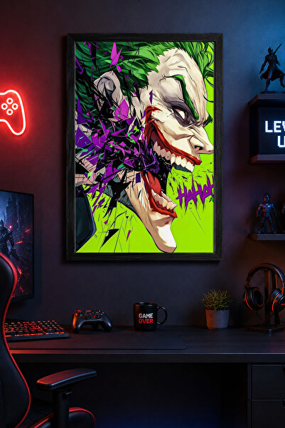 Charmbi Joker Crazy Black Framed Pictură murală modernă Poster cu acoperire p...