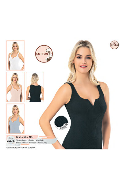 KOTA 6474 V Yaka Kaşkorse Kadın Atlet - Pamuklu Fitilli