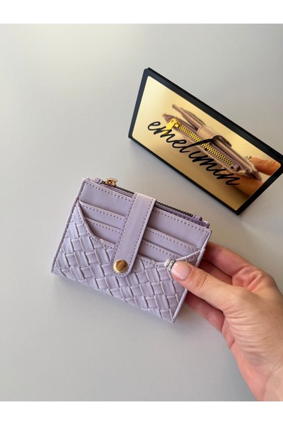 emelimin Women's Knitted Patterned Mini Wallet Zipper Snap Card Holder Slim D...