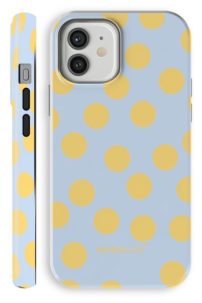 WANNACASE iPhone 12 Yellow Polka Dot Double Layer Essential Tough Phone Case