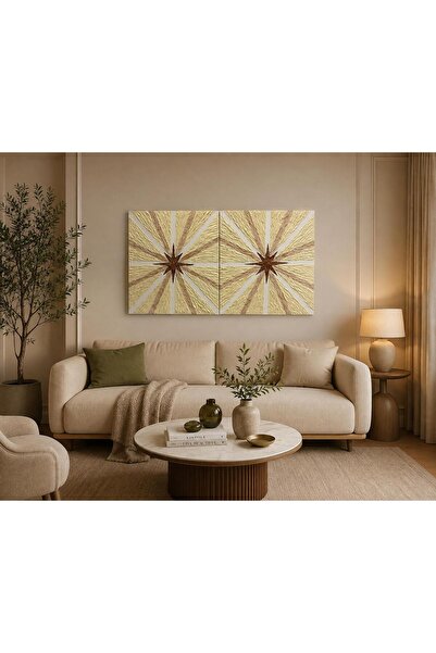 DOKU SANAT EVİ 3 boyutlu pusula konseptli modern dokulu tablo
