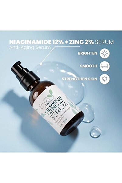 Eva Naturals سيروم النياسيناميد 12% للوجه + الزنك (2 أونصة) فيتامين ب3، 2% زن...