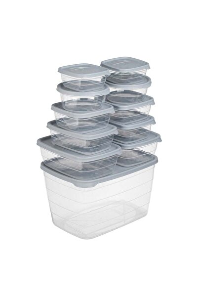 CATIANO Set Caserole Transparente cu Capac Gri - 6 Marimi Diferite - 11buc