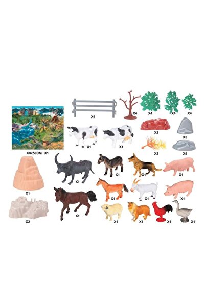 BAMI NETWORK Set figurine animale ferma din plastic 50 piese unisex