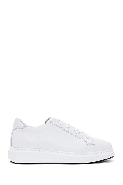Derimod Men's White Lace-Up Thick-Soled Leather Sneaker Wm710005Dv
