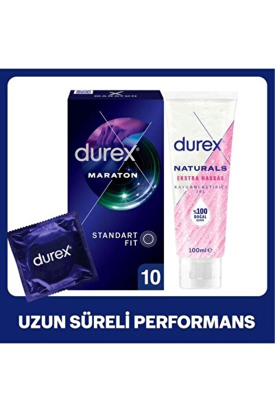Durex Maraton 10’lu Prezervatif + Naturals Ekstra Hassas Kayganlaştırıcı Jel ...