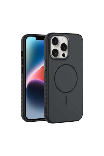 Zebana Apple iPhone 13 Pro Max Uyumlu Kılıf Mono M-Safe Silikon Kılıf Siyah