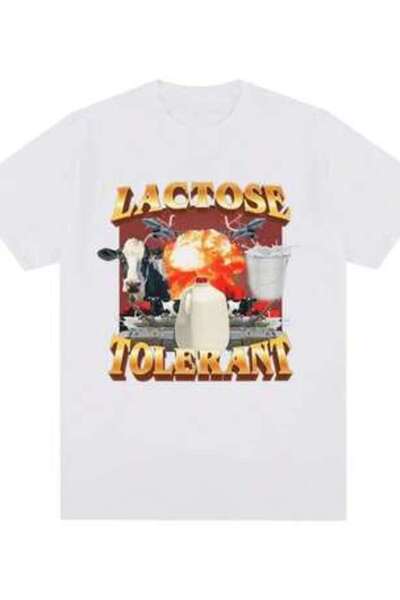 k222 Lactose-Tolerant Graphic Print T-Shirt, Vintage Fashion Short-Sleeve For...
