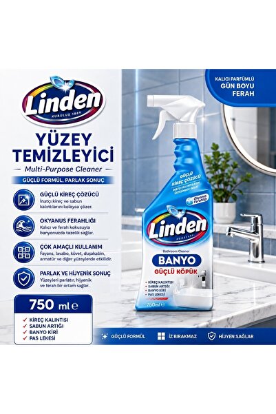Linden Banyo Temizleyici Köpük Sprey 750 ml | Duşakabin, Kireç, Pas, Fayans, ...