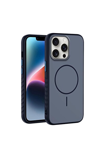 Zebana Apple iPhone 13 Pro Max Uyumlu Kılıf Mono M-Safe Silikon Kılıf Lacivert