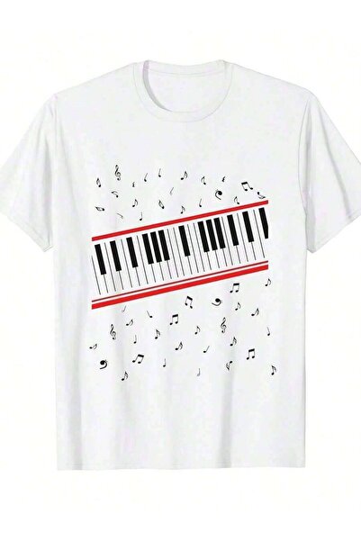 k222 Beat It Piano Graphic-Shirt - Retro Streetwear Unisex Cotton Tee With Mu...
