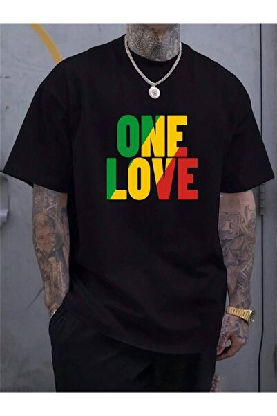k222 One Love Lettering For Men, Streetwear, Short-Sleeved T-Shirts With 3D P...