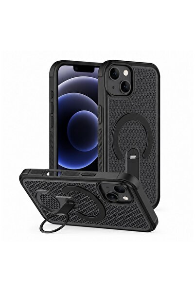 Zebana Apple iPhone 15 Uyumlu Kılıf CoolRing M-Safe Silikon Kılıf Siyah
