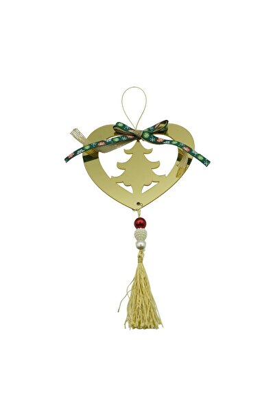 Rao Ornament Brad, Inima, Auriu, Lucios, 15*26cm, Acril, Interior/ Exterior