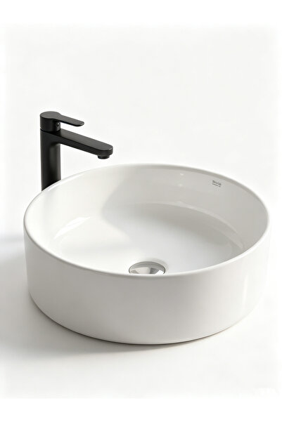 Generic Brand 1PCS Snow White Circular Table Top Wash Basin, Simple High-glos...