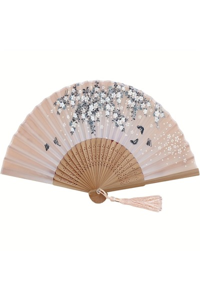 Choice 1pc Folding Hand Fan With Tassel, Chinese Style Japanese Style Handhel...