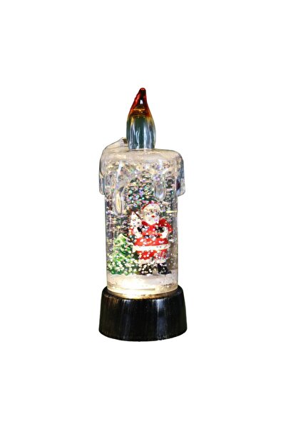 Rao Christmas Candle Decoration, Crystal Candle with Snowflakes, Led Lighting