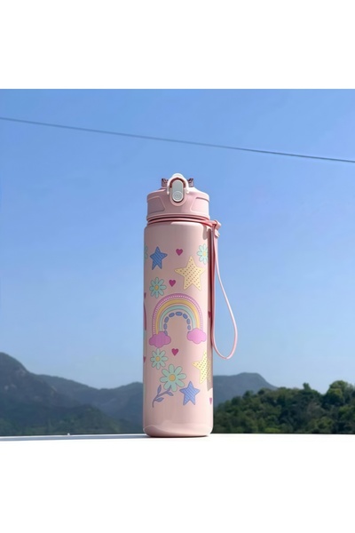 Choice10 750ml pink rainbow 750ml Dinosaur Water Bottle For Kids Water Sippy ...