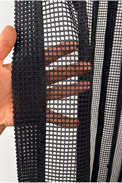 KENANAKDENİZ Black Mesh Knitted Tulle Curtain I Heavy Weight I 1/3 Sik Pile I Wrinkle-Free I No Ironing Needed I Suitable for Every Room I Ready for Cornice Installation