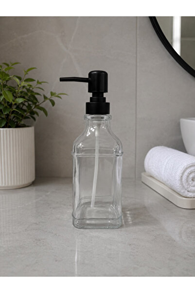 FAVORA Black Covered Glass Square Liquid Soap Dispenser 500 ml