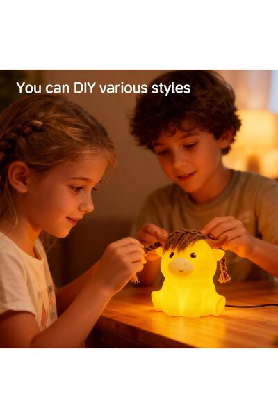 STARSTAR Cute LED Highland Cow Night Light - Super Soft Silicone USB Recharge...