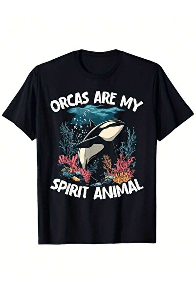 LİNA06 تي شيرت بتصميم S Orcas Are My Spirit Animal، ناعم ومريح، برسومات الحوت...