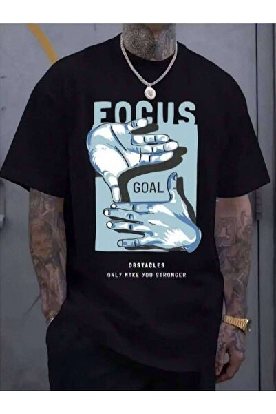 LİNA06 Mens Graphic Tees, "Focus Goal" Inspirational Print Short Sleeve T-Shi...