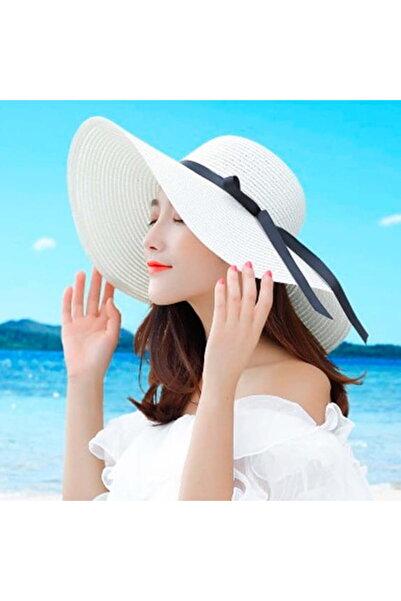 STARSTAR White women's sun hat, women's wide-brimmed straw hat, wide-brimmed ...