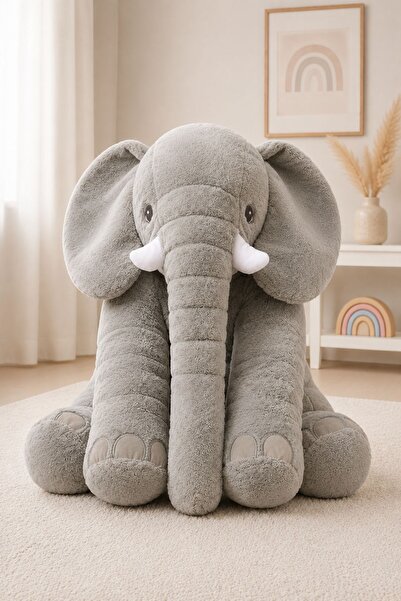STORE24 Uyku Arkadaşım Fil - Büyük Yumuşacık Peluş Fil - 85 Cm - % 100 Yerli Üretim