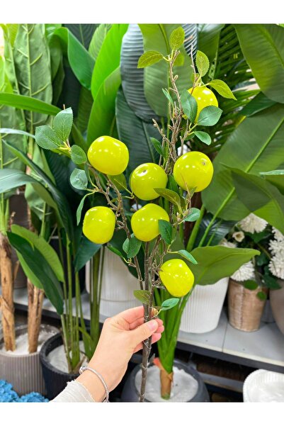 KOZALILAR Doğal Görünümlü Dekoratif 84cm 3 Dallı 7 Adet Yapay Elma Ağacı