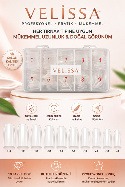 velissa Yarım Ay Tips Tırnak 500'lü Şeffaf Tips Protez Tırnak