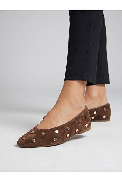 Rüya Shoes حذاء باليه من الجلد الطبيعي مريح للقدمين مصنوع من جلد الغزال