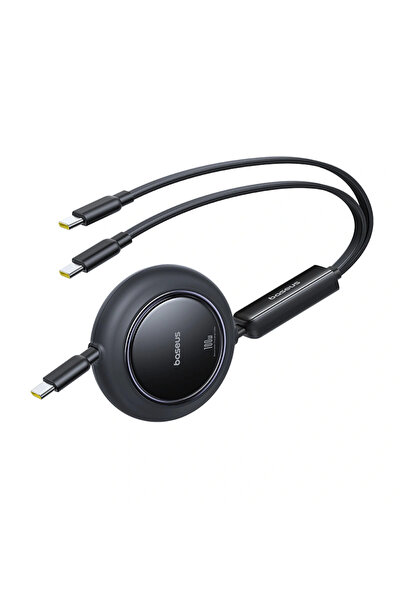 Baseus Cablu spiralat 3-în-1 USB-C la 2xUSB-C 100W 1.2M pentru încărcare rapidă