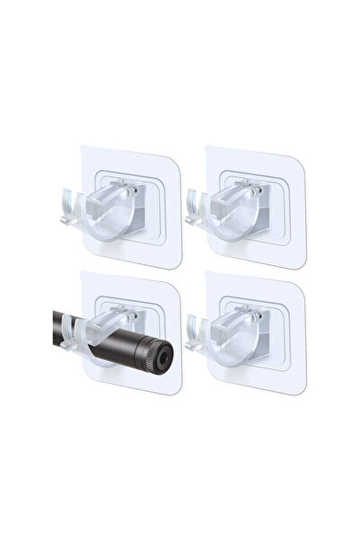 STARSTAR set of 4 no-drill curtain rod brackets, with bathroom-specific adhes...