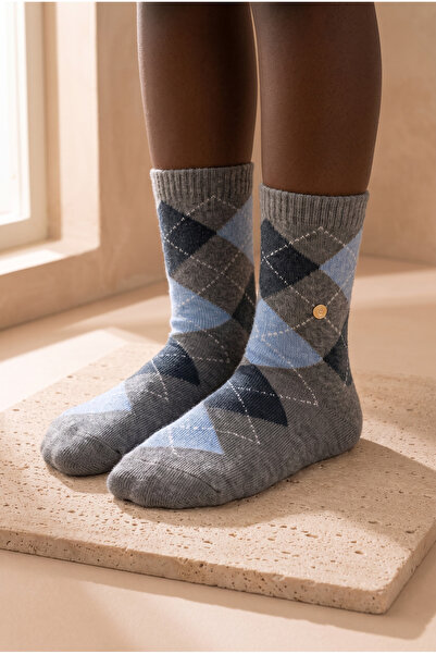 Katia&Bony Children's Plaid Patterned Cotton Studded Socks