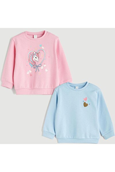 LC Waikiki Crew Neck Girls' Sweatshirt 2 Pack