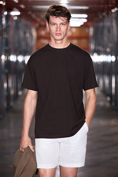 GRIMELANGE Jett Men's Oversize Fit 100% Organic Cotton Thick Textured Crew Ne...