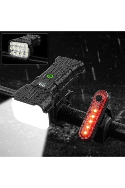 Morvena Picks Set de lumini pentru bicicletă cu 12 LED-uri, reîncărcabile, im...